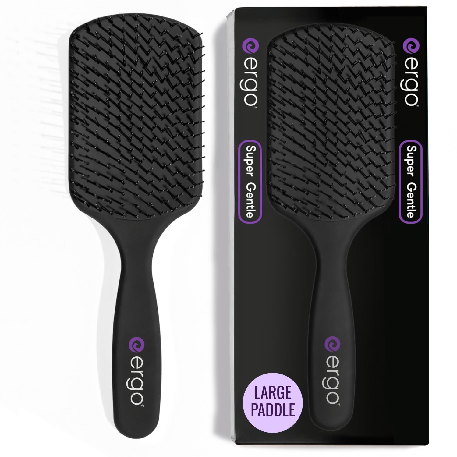 ERGO Super Gentle Paddle Brush for Effortless Hair Detangling