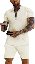 URRU Men's Summer Polo Shirt and Shorts Set for Casual Wear