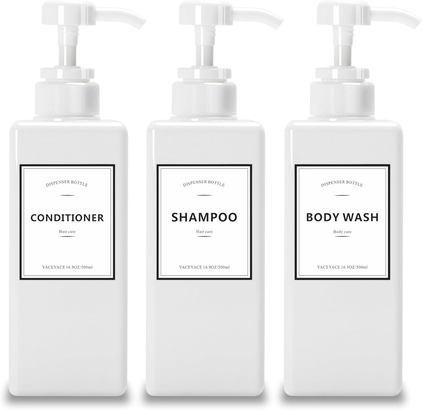 YACEYACE Pump Bottles Set - Refillable & labeled