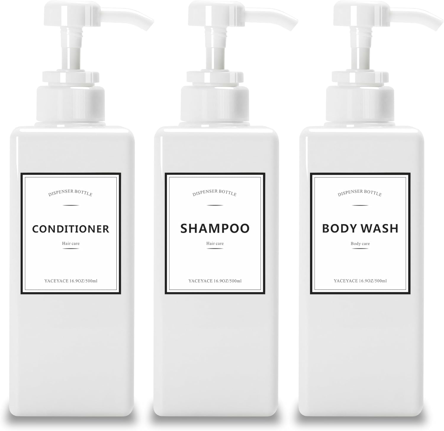 YACEYACE Pump Bottles Set - Refillable & labeled