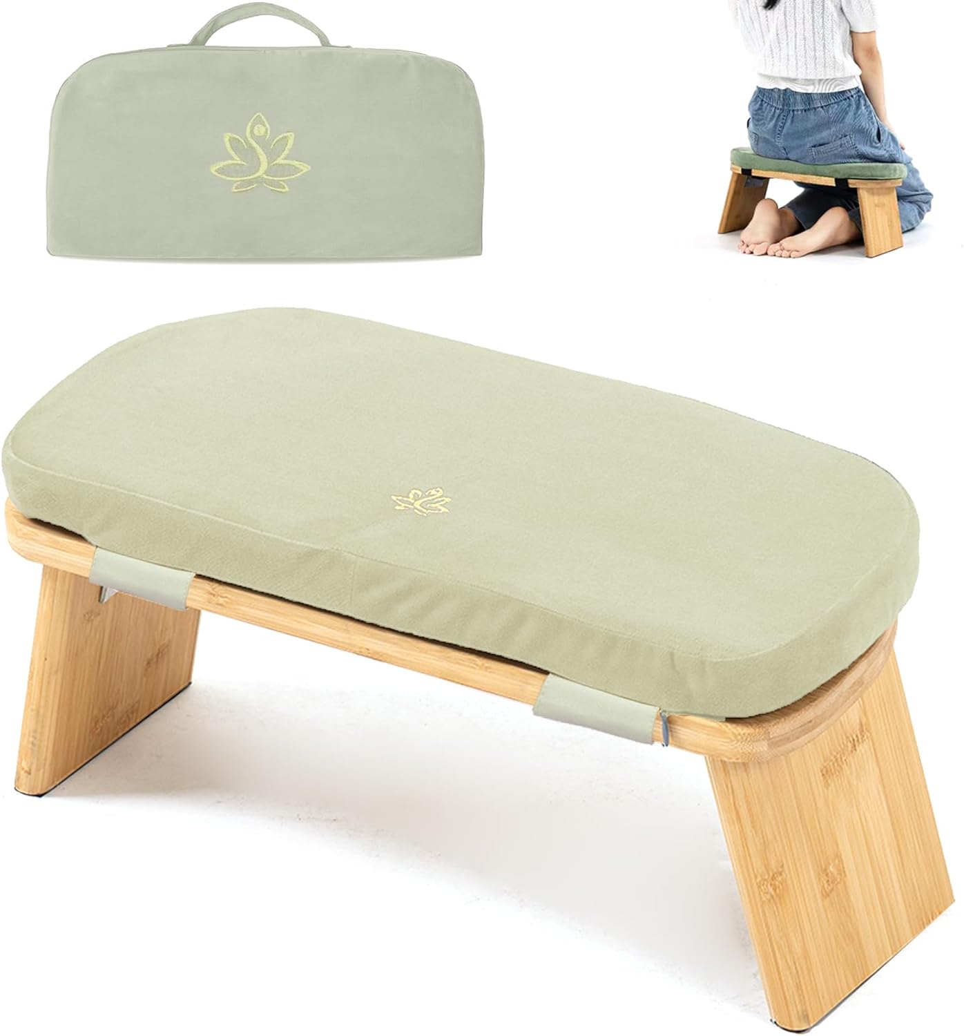 Bamboo Meditation Bench with Cushion for Comfortable Posture