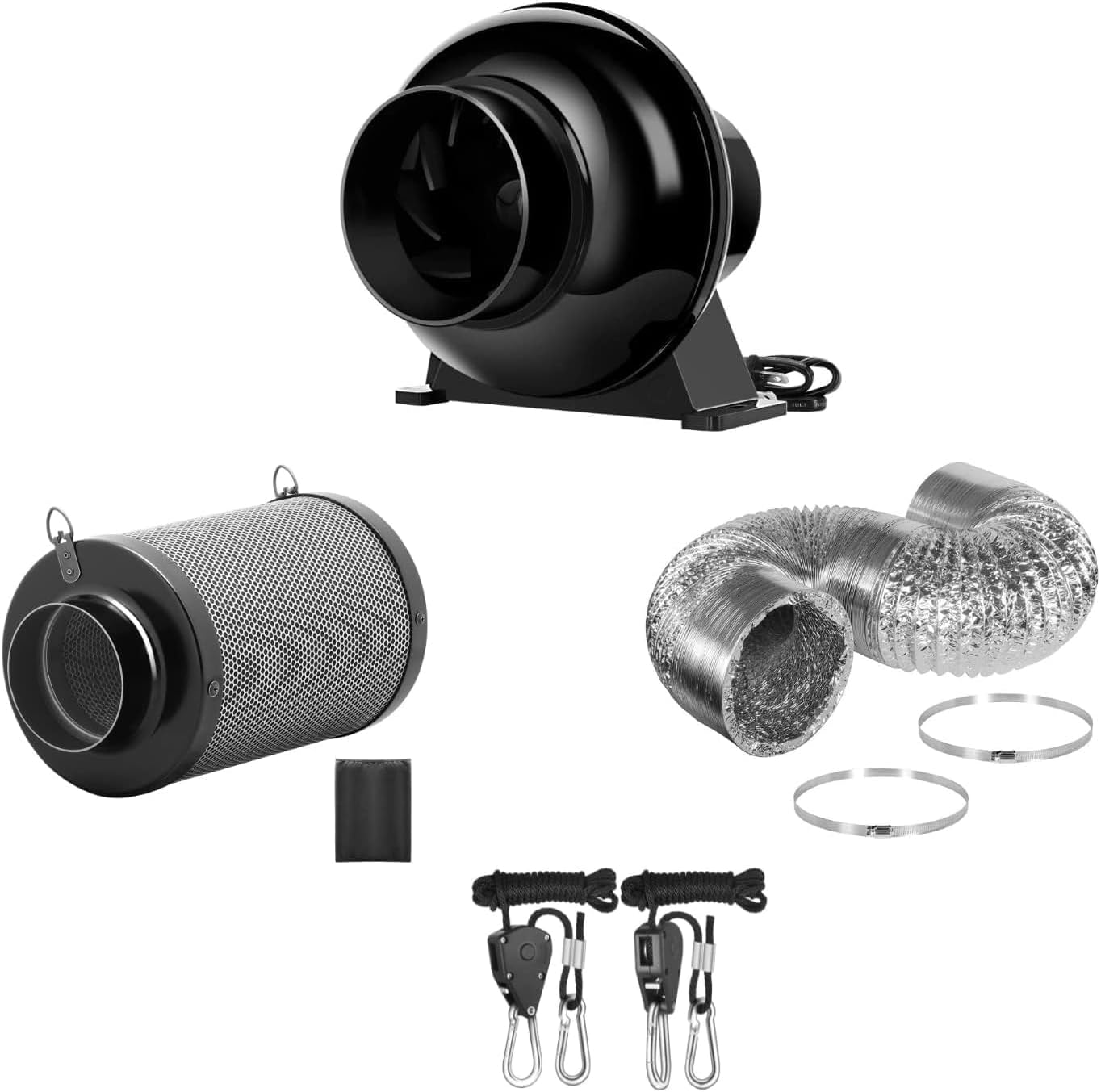 iPower 4 Inch Inline Fan with Carbon Filter for Grow Tents