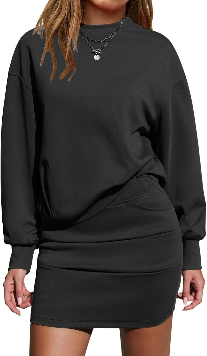 EXLURA Womens Fall Two Piece Skirt Sets for Casual Style