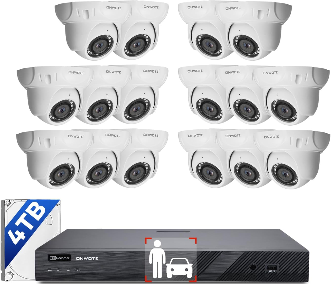 Ultimate Protection: ONWOTE 16CH 12MP 4K 4TB NVR Security System 