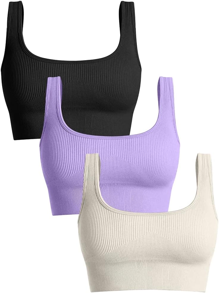 OQQ Women's 3 Piece Medium Support Tank Top for Active Lifestyle