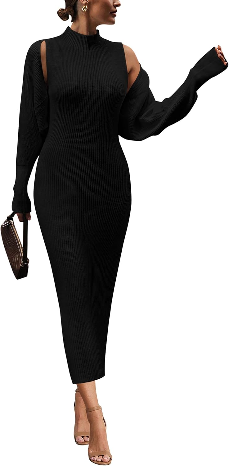 PRETTYGARDEN Women's Fall 2 Piece Outfits Knit Cardigan Dress