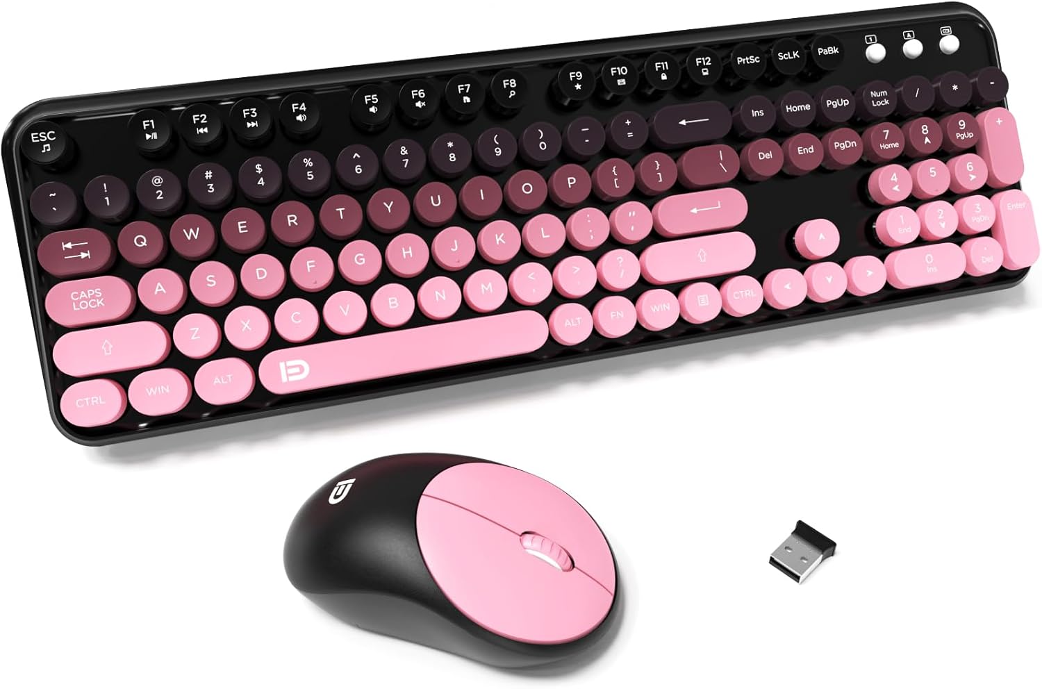 FD Wireless Keyboard and Mouse Combo - Cute Retro Typewriter Set