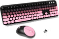 Retro Cute Wireless Keyboard Set - Office Quiet, 2.4GHz Sleep Mode