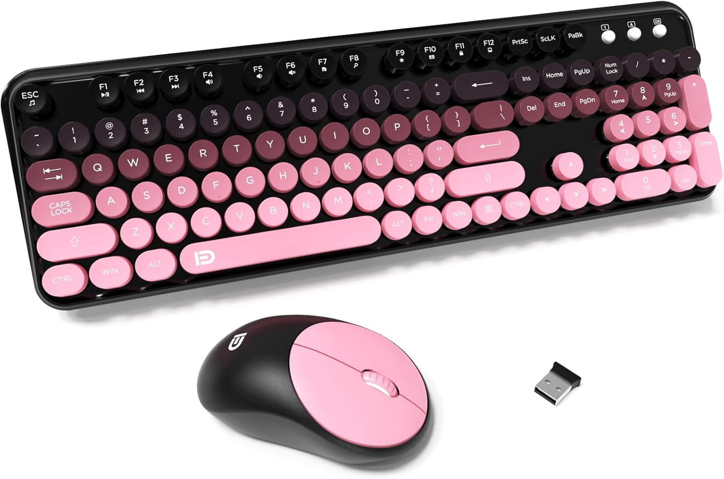 Retro Cute Wireless Keyboard Set - Office Quiet, 2.4GHz Sleep Mode