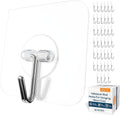 Sticky Wall Hooks for Hanging Heavy Duty 22 lbs - Clear 40 Pack