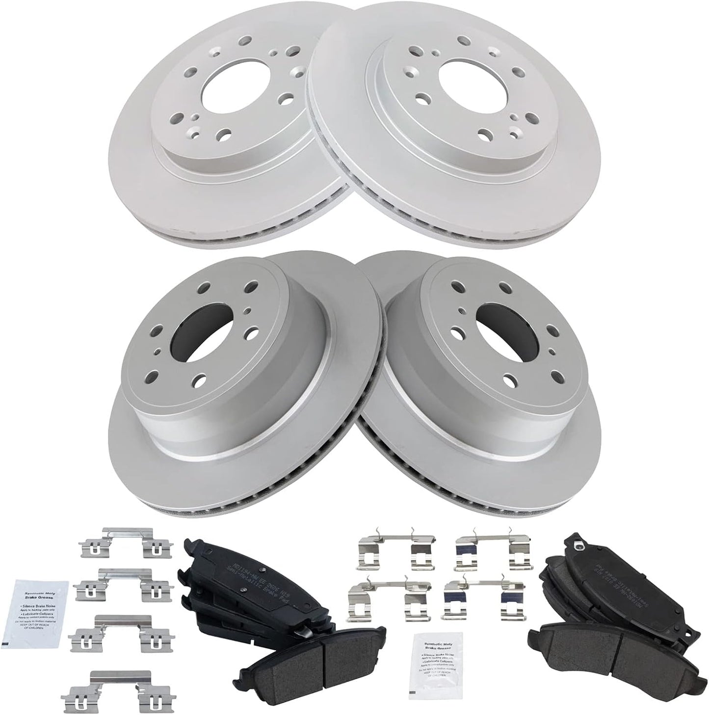 TRQ Brake Pad & Coated Rotor Kit for 07 Chevy GMC Cadillac