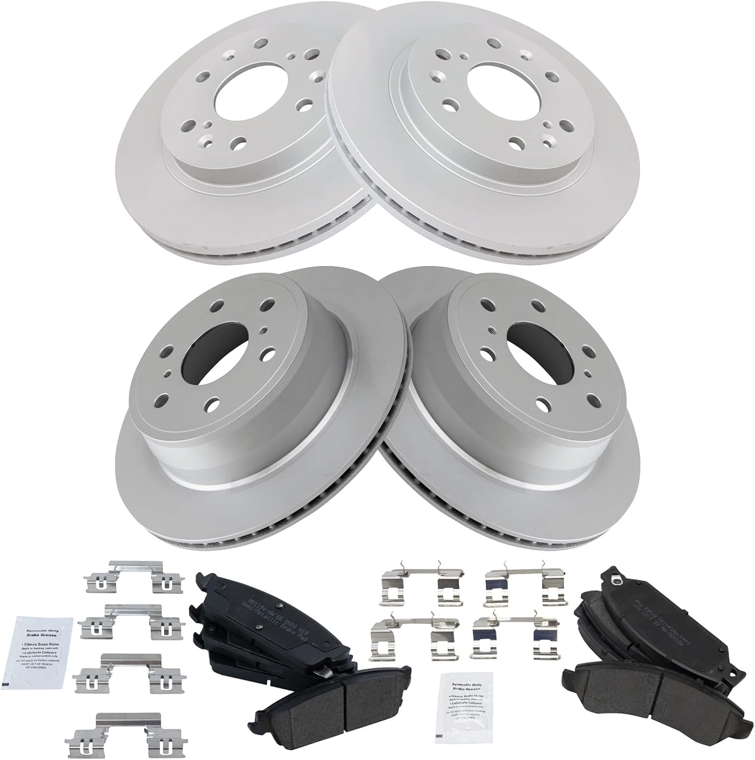 TRQ Brake Pad & Coated Rotor Kit for 07 Chevy GMC Cadillac