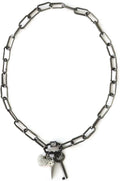 Paper Clip Chain Necklace for Women - Rhinestone Carabiner & Charms