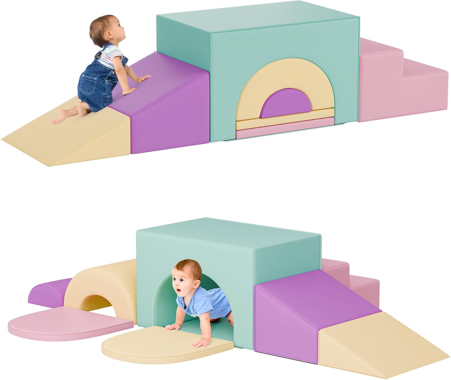 Soft Foam Climbing Blocks Set for Toddlers - 5-in-1 Play Fun