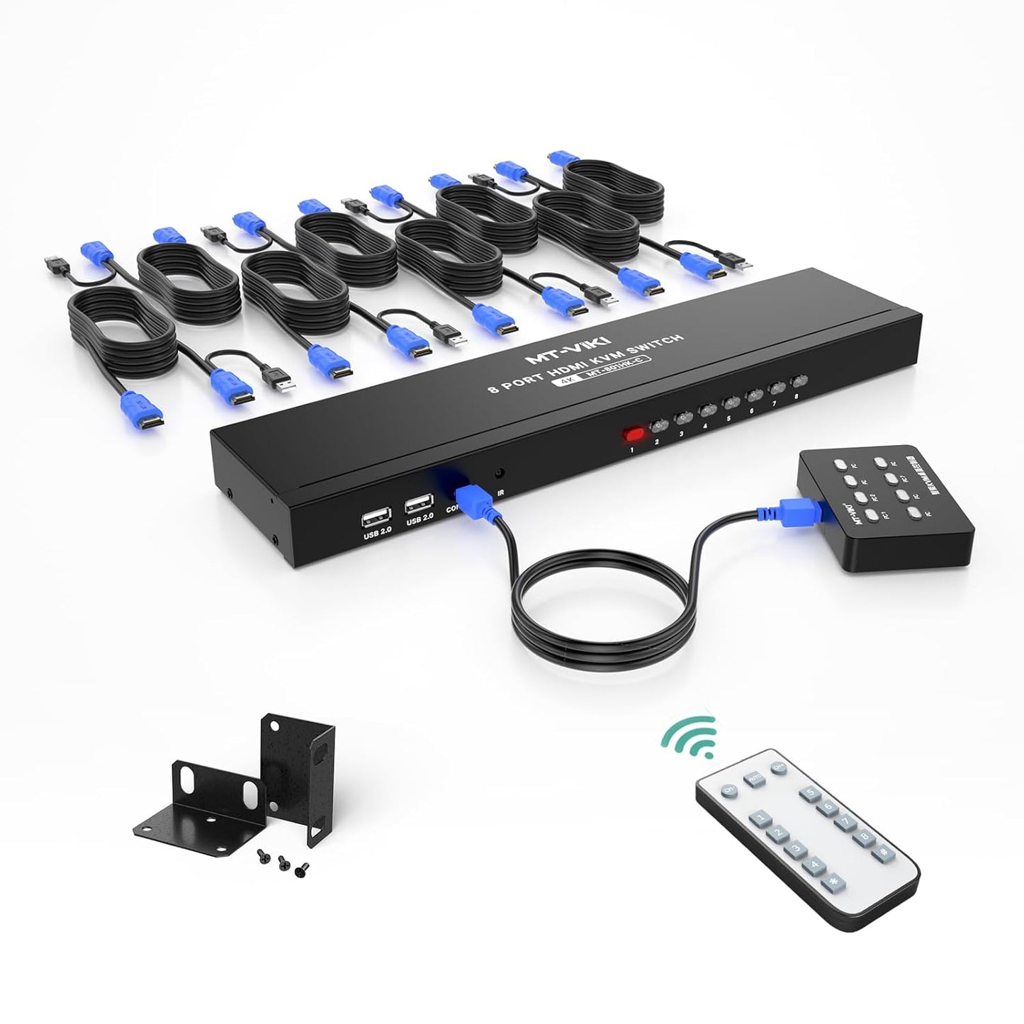 MT-VIKI 8 Port KVM Switch HDMI for Seamless Computer Management