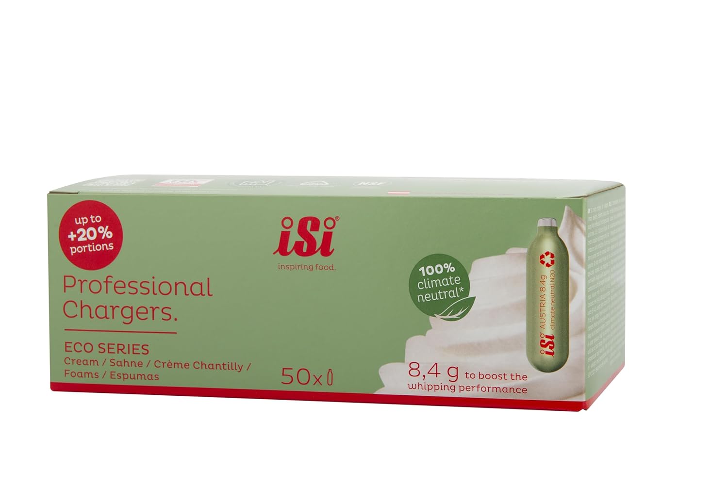 iSi Eco-Friendly Steel Cream Chargers (50-Pack)