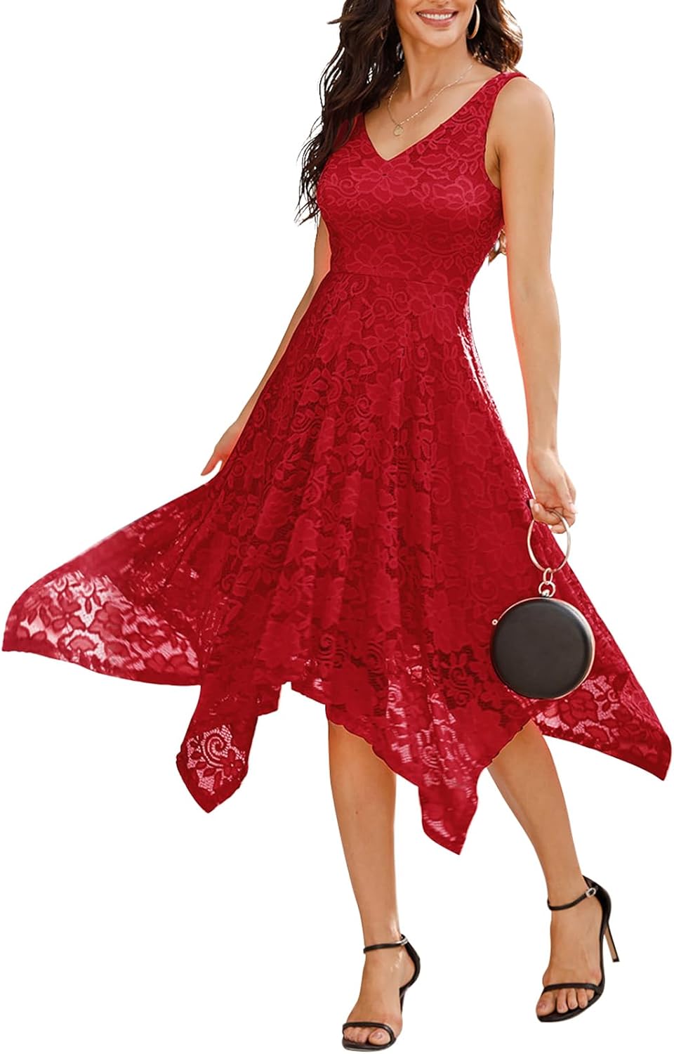 Meetjen Women's Lace Cocktail Party Dress for Weddings and Proms