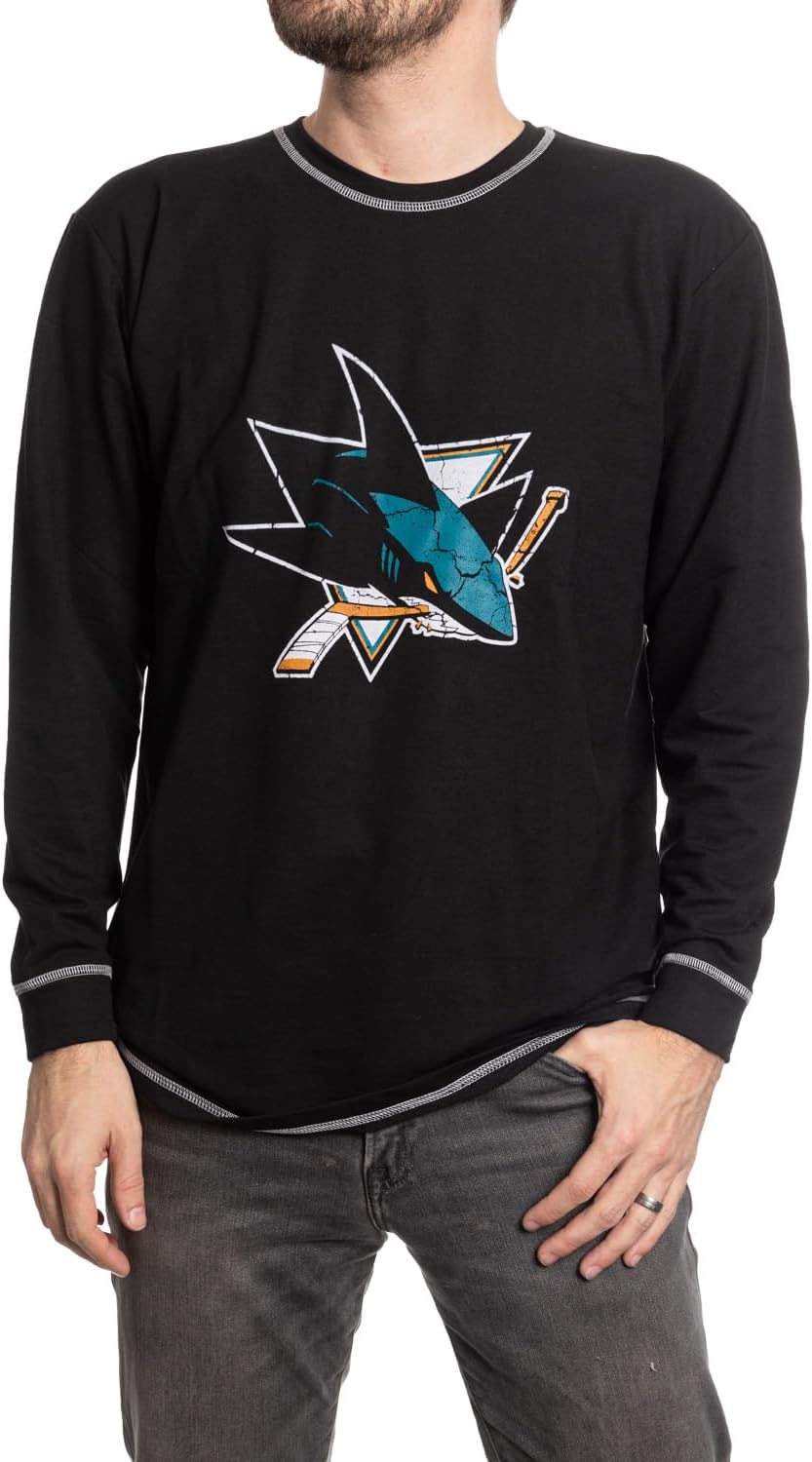 NHL Men's Officially Licensed Team Logo Long Sleeve Shirt