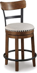 Valebeck Rustic Farmhouse Swivel Bar Stool 24.5 in Counter Height