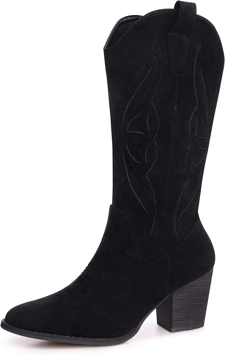 Mid Calf Cowgirl Boots for Women: Stylish Suede Cowboy Booties
