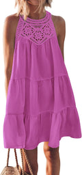 Women Summer Halter Tiered Swing Mini Dress - Breezy Beachwear