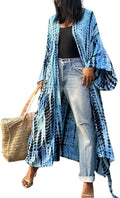 Tie Dye Kimono Cover Up for Women - Oversized Long Viscose Wrap