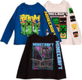 Minecraft Boy's T-Shirt 3-Pack Long Sleeve - Soft Cotton Graphic Tees