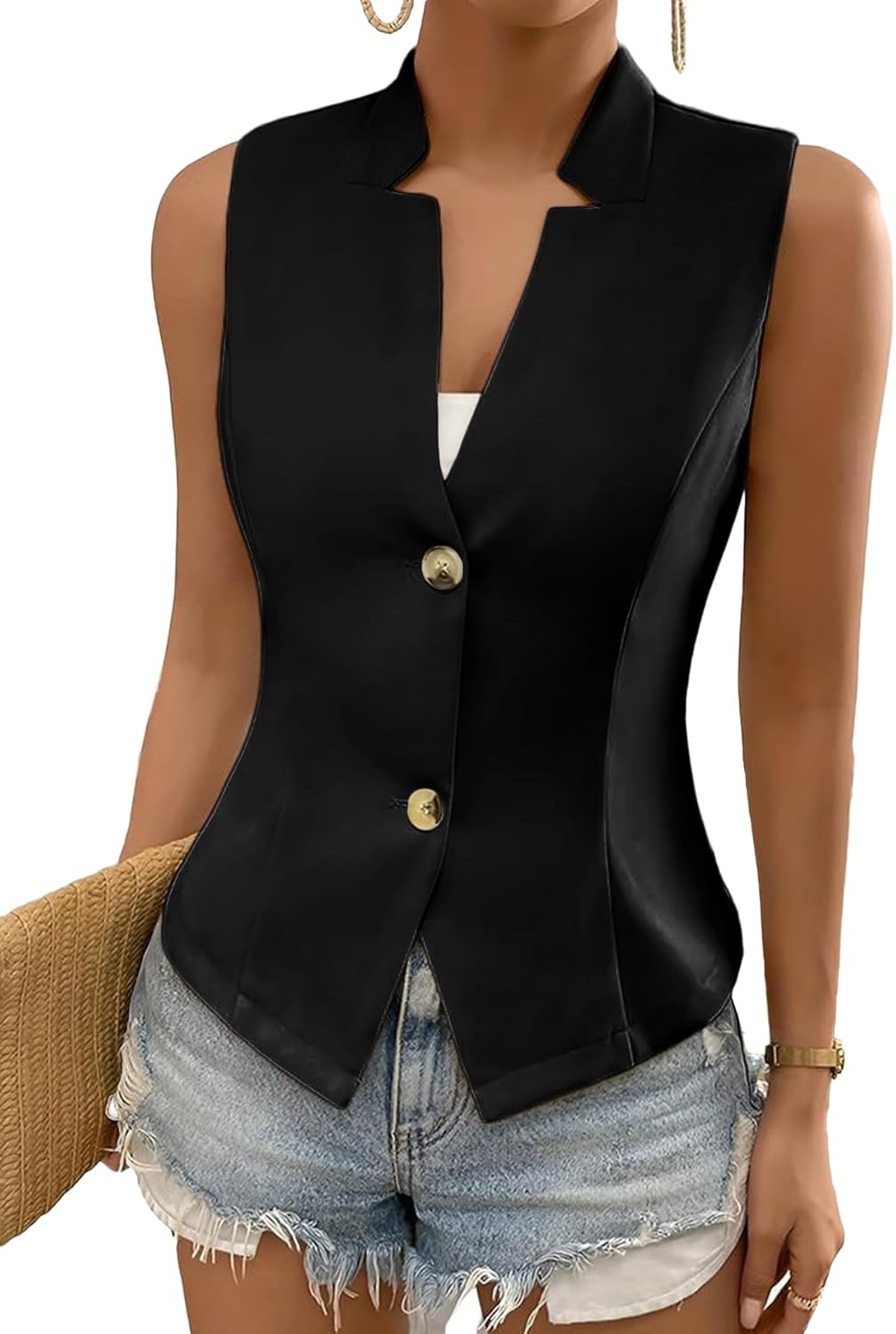 Mina Self Women's Winter Sleeveless Sweater Vest Top Review