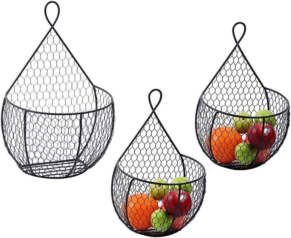 Metal Fruit And Vegetable Storage Hanging Basket Set of 3 for Kitchen