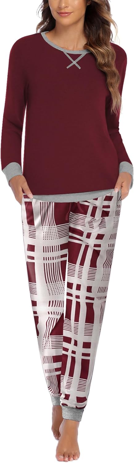 Ekouaer Pajamas for Women Long Sleeve Jogger Set with Pockets