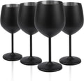 Stainless Steel Black Wine Glasses Set of 4 - Unbreakable 18 oz Matte