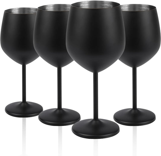 Unbreakable Black Wine Glass Set of 4 for Indoor and Outdoor Use