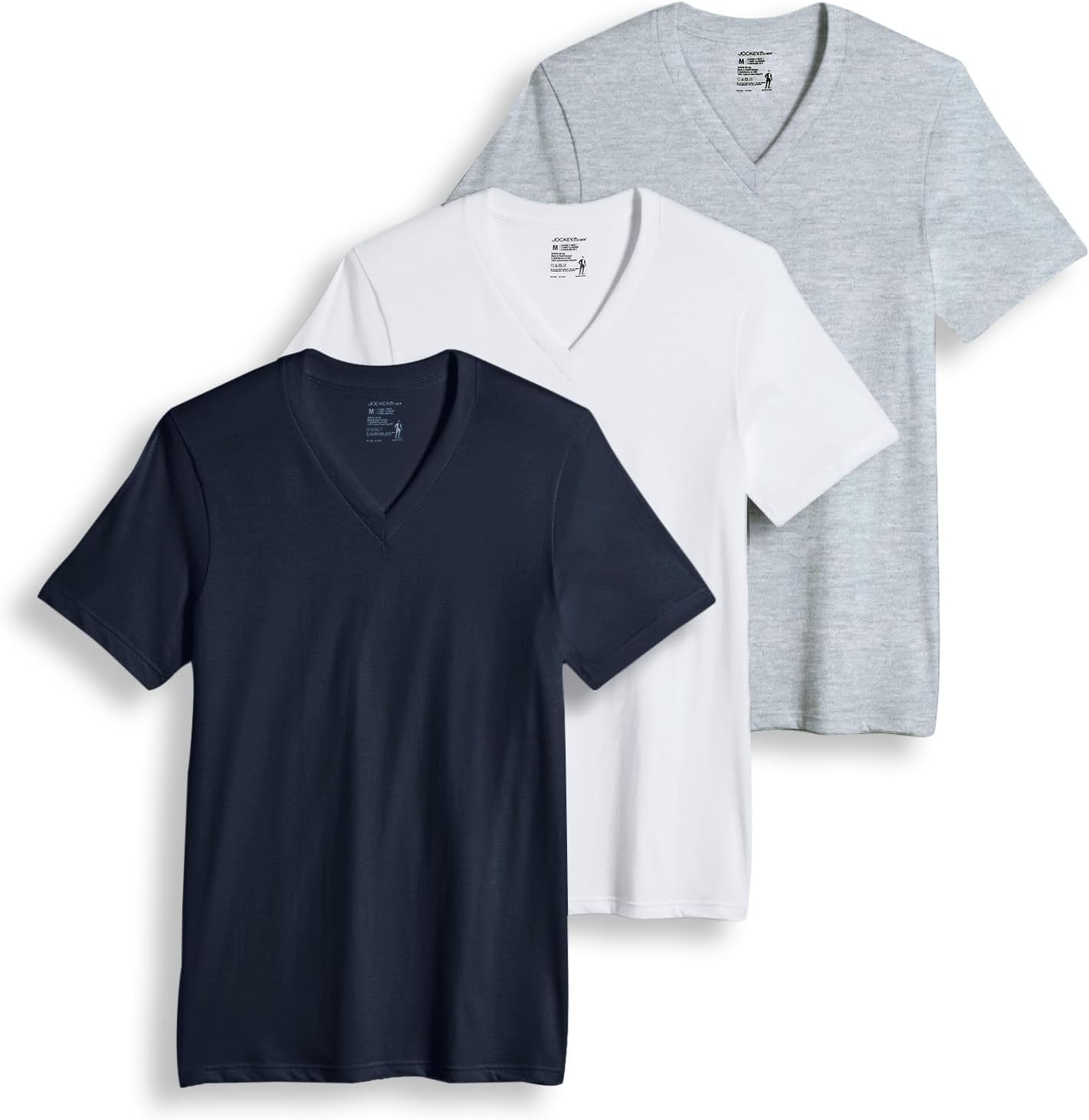 Jockey V Neck Undershirts - 100% Cotton Men's T-Shirts 3 Pack