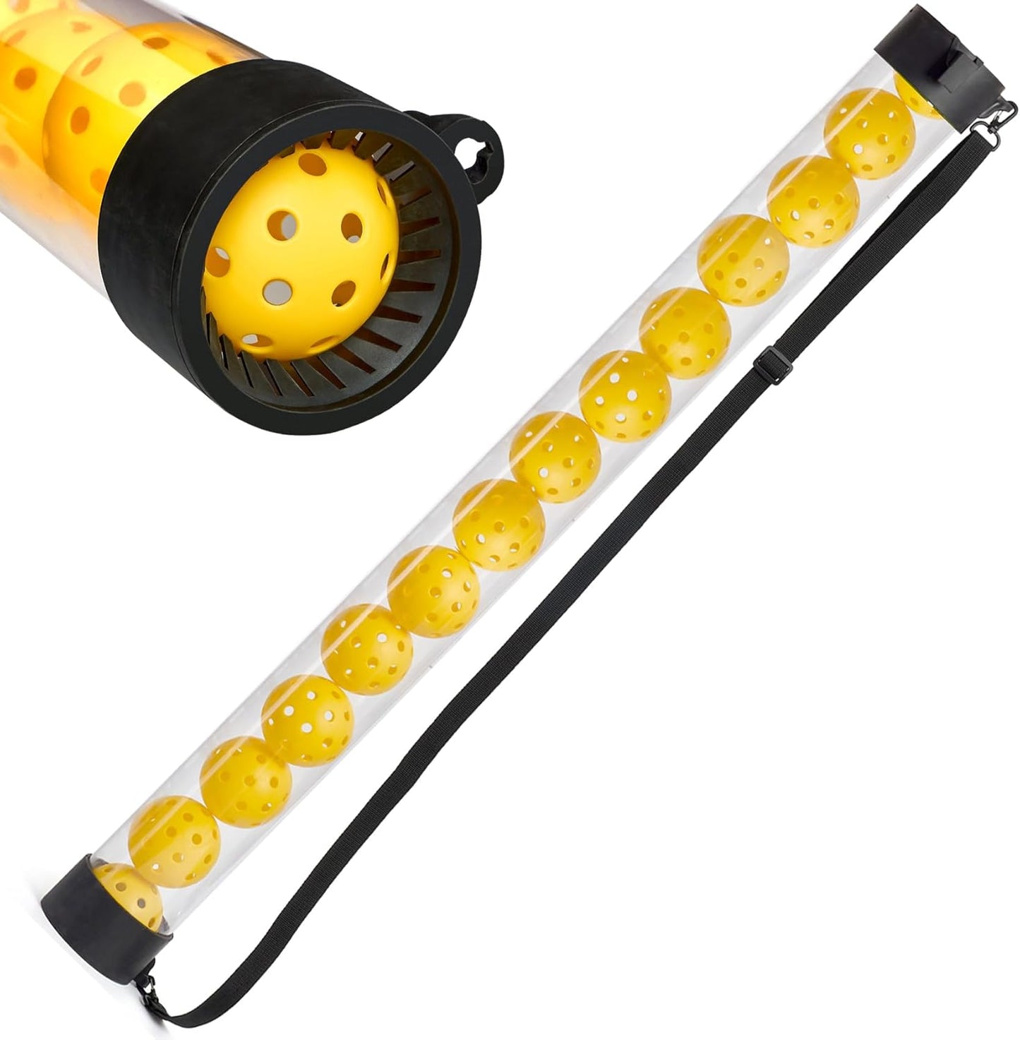 Pickleball Picker Upper Tube - Lightweight Ball Retriever with Strap