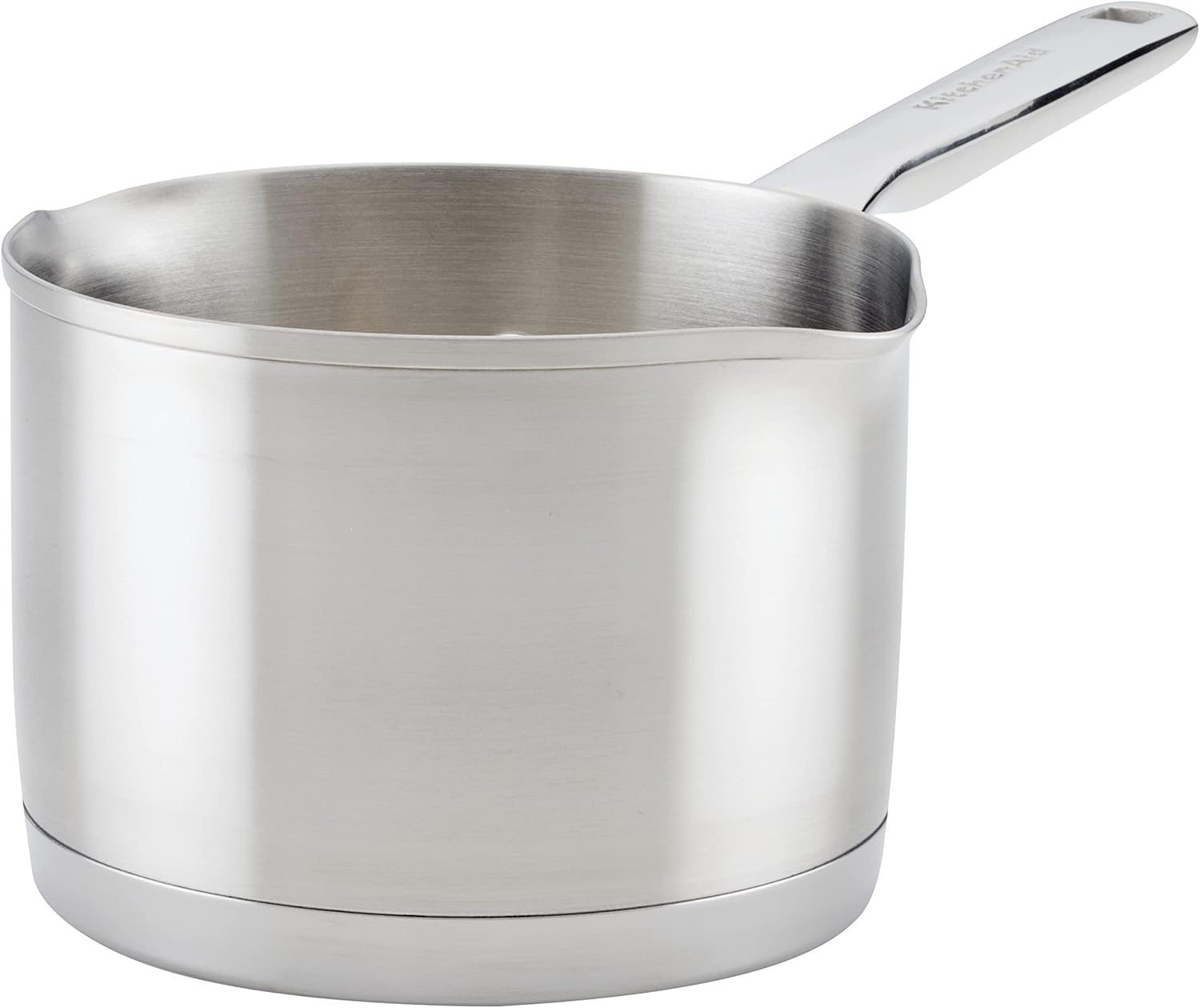 KitchenAid 3-Ply Base Brushed Stainless Saucepan with Pour Spouts