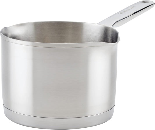 KitchenAid 3-Ply Base Brushed Stainless Saucepan with Pour Spouts