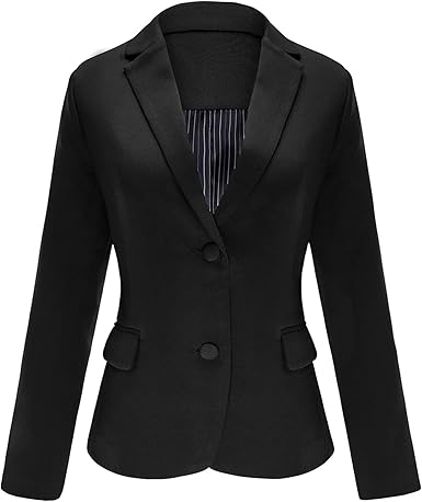 LookbookStore Womens Notched Lapel Blazer Jacket for Office Wear