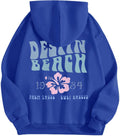 Pink Palm Puff Hoodie for Women - Cute Beachy Oversized Pullover