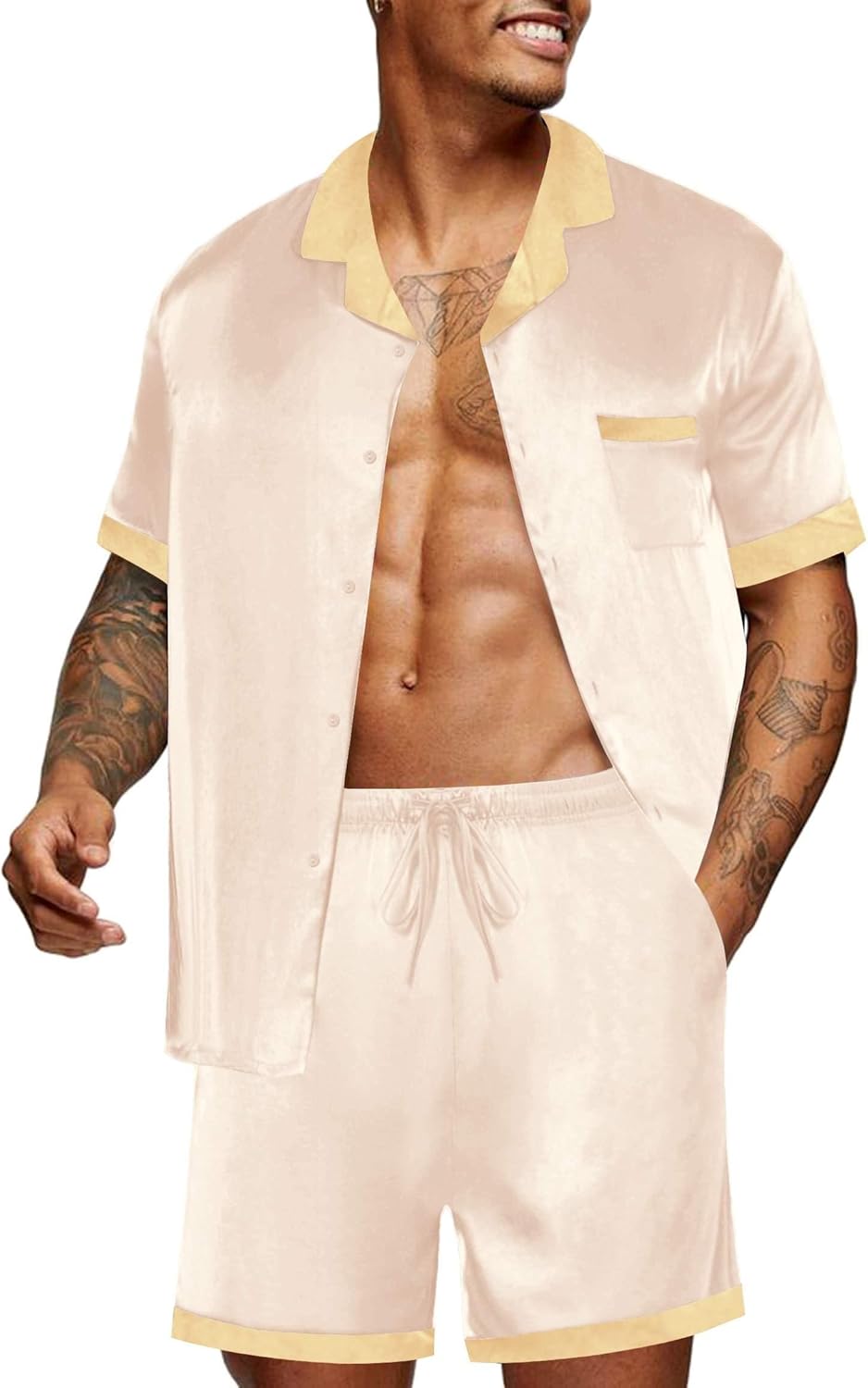 Ekouaer Men Satin Silk Pajamas Set for Ultimate Comfort