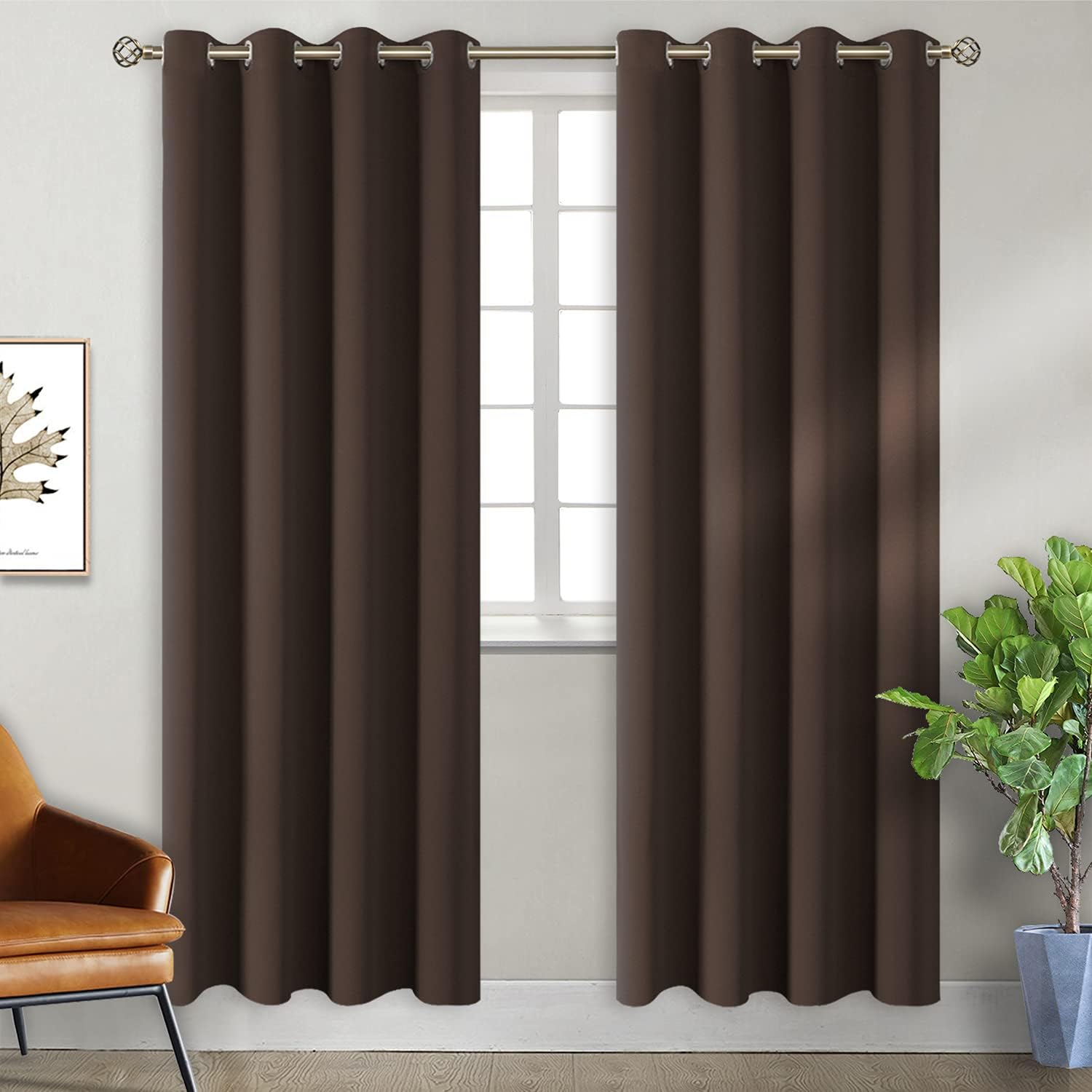 BGment Brown Blackout Curtains 84 Inch Length for Total Privacy