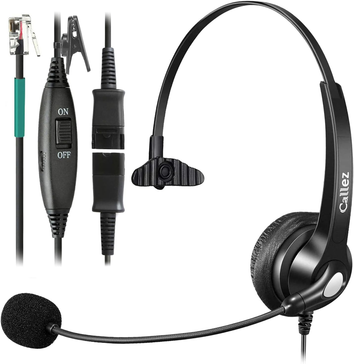 RJ9 Telephone Headset with Mic Noise Cancelling for VoIP Phones