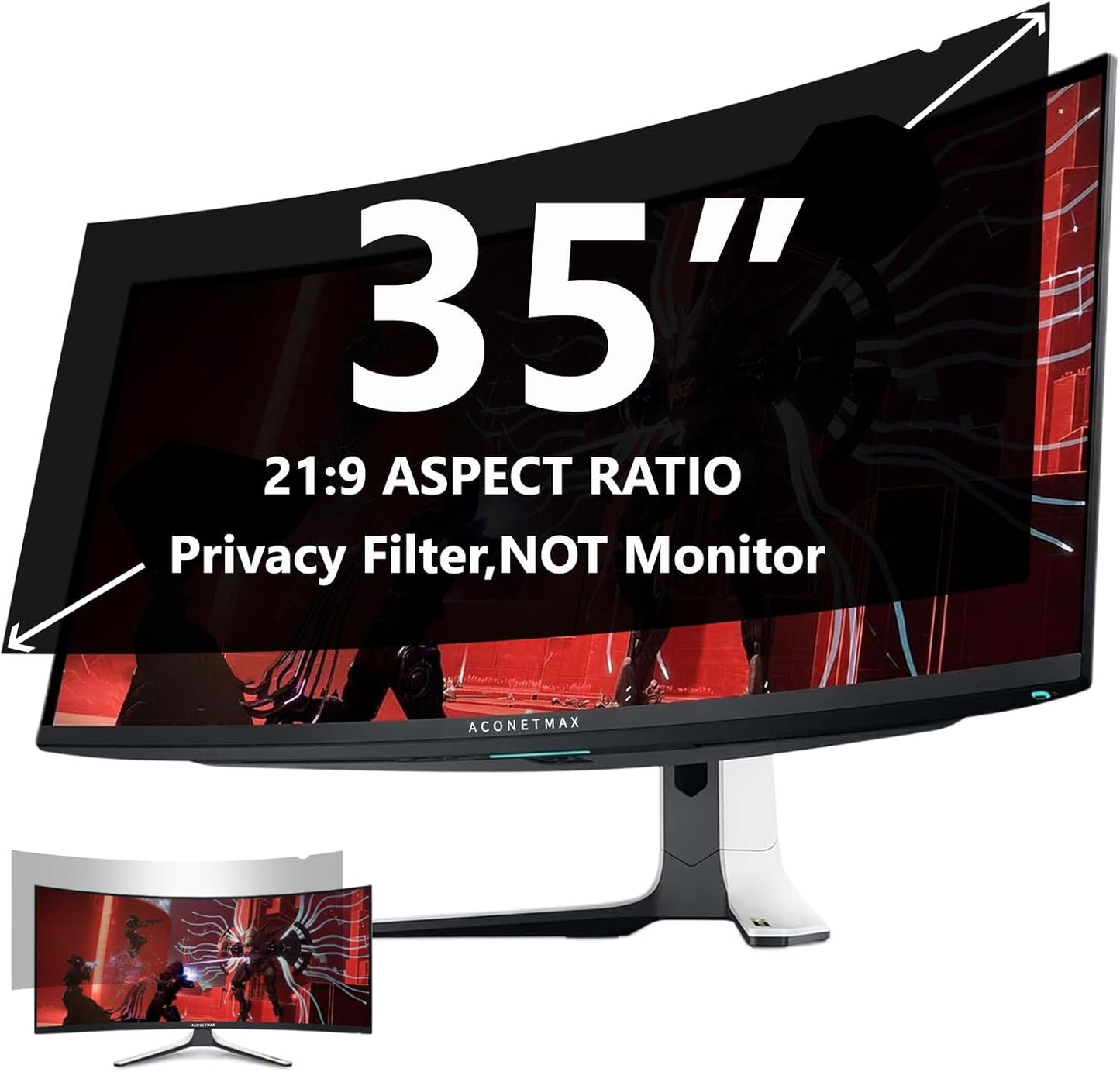 35 Inch Privacy Screen Filter for Curved Monitors - ACONETMAX