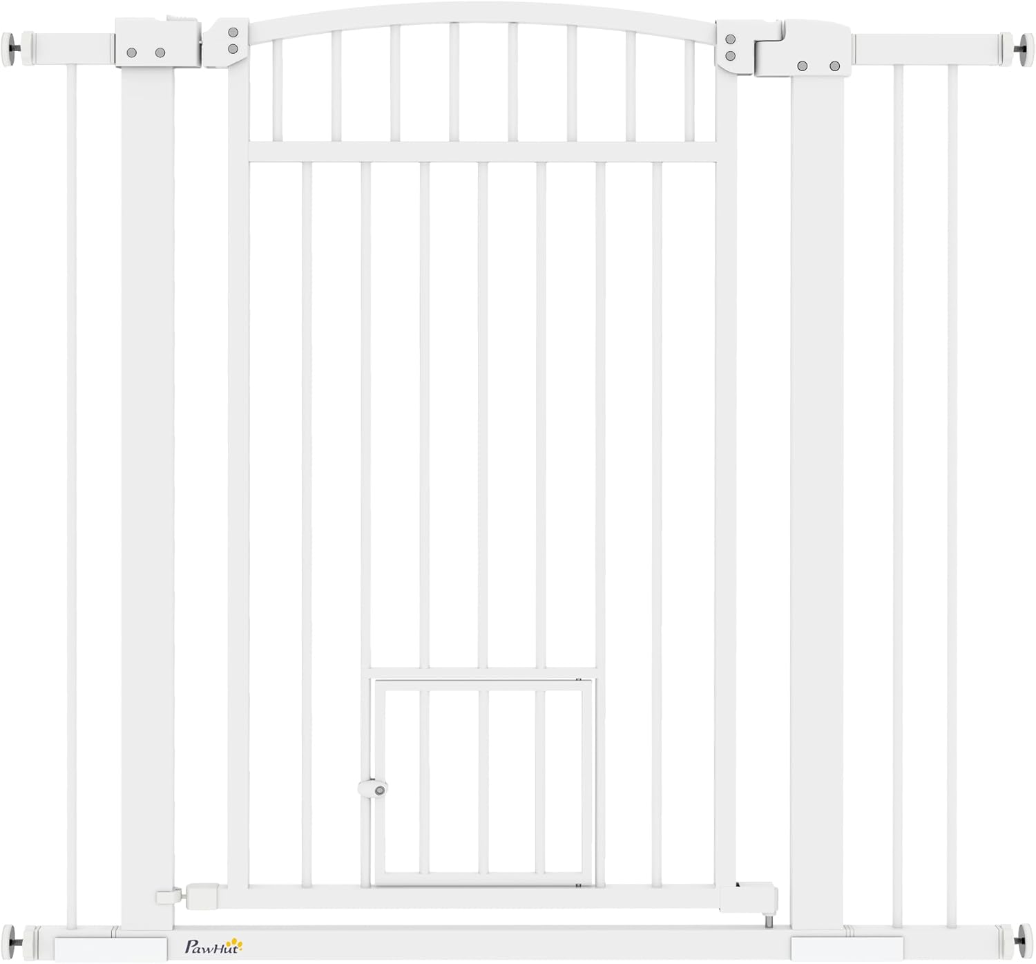 PawHut Pet Gate Indoor with Cat Door for Extra Wide Spaces