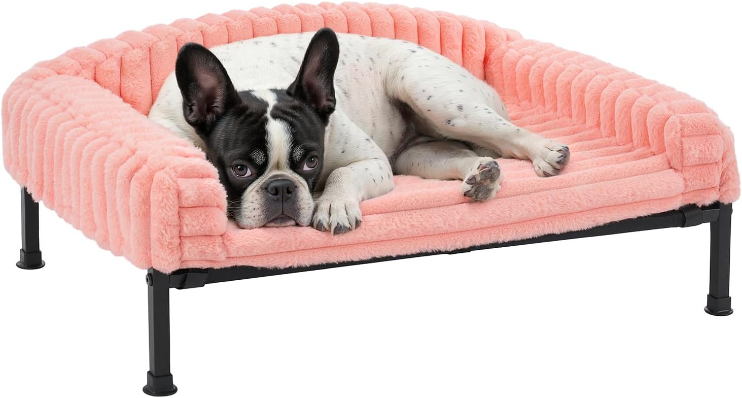 Veehoo Elevated Dog Bed with Bolster Cushion for Small Pets