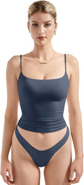 SUUKSESS Women Sexy Square Neck Tank Top - Flattering Double-Lined