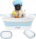 Collapsible Dog Bath Tub for Small Dogs & Cats - Space Saving Foldable