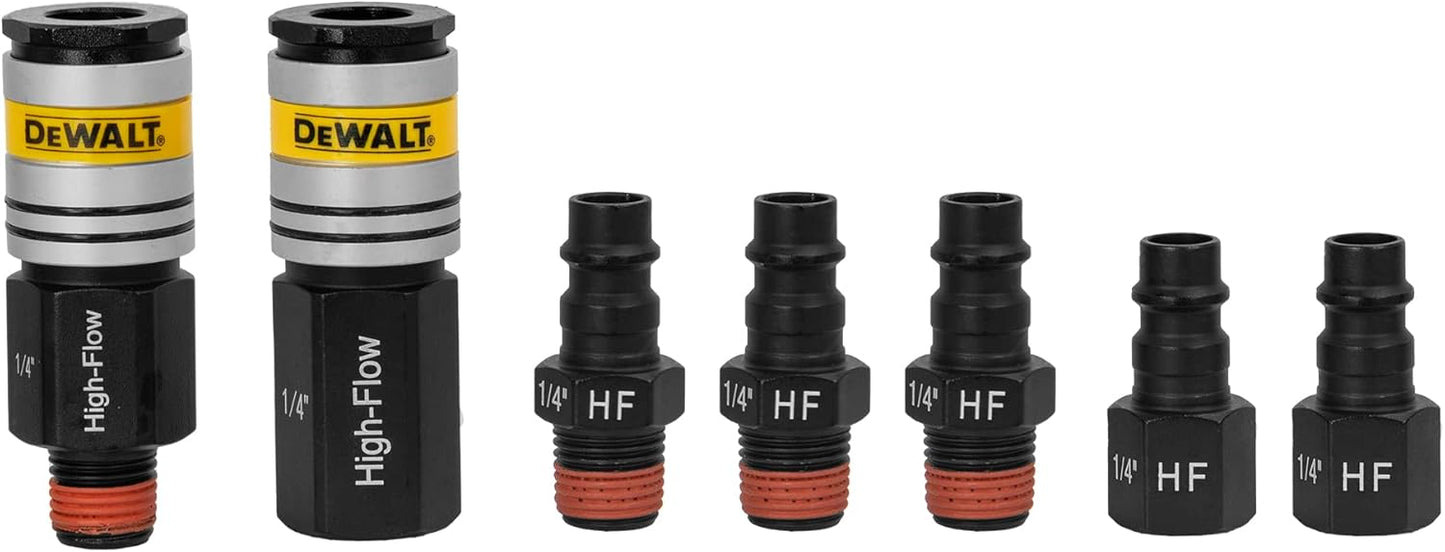 DEWALT 7pc High Flow Coupler & Plug Kit - Improved Air Connection