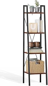 Pipishell Ladder Shelf Bookcase: Sturdy 4 Tier Organizer Rack
