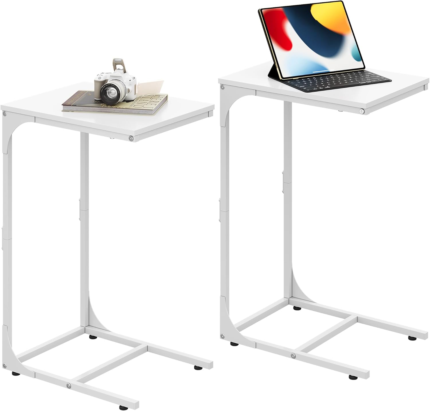 C-Shaped End Table Set of 2 for Small Spaces and Versatile Use