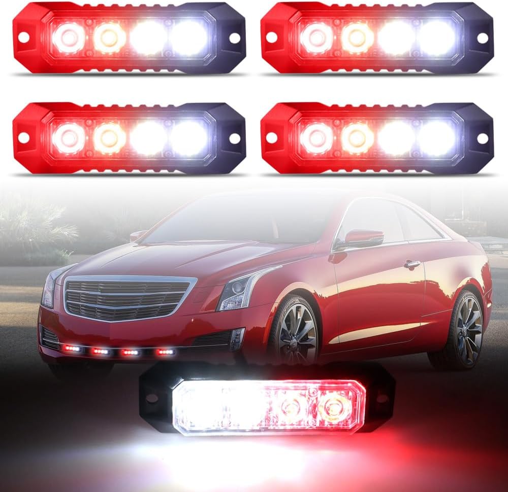4-LED Surface Mount Strobe Lights for Trucks and Vehicles